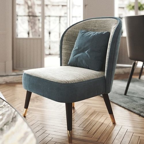 Fauteuil design - ABBEY - Praddy Unipessoal lda - en tissu / en acier inoxydable / en bois massif