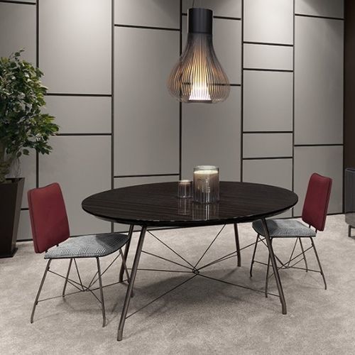 Table à manger contemporaine - ORCHARD - Praddy Unipessoal lda - en cuivre / avec piètement en acier / ronde