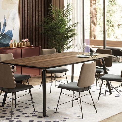Table à manger contemporaine - HYDE - Praddy Unipessoal lda - en acier inoxydable / en placage de bois / en bois massif