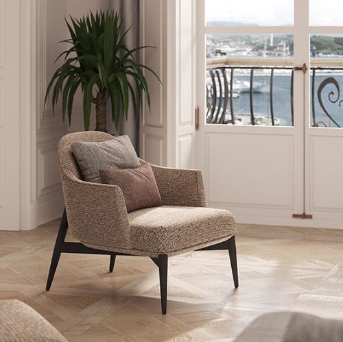 Fauteuil contemporain - BONSAI I - Praddy Unipessoal lda - en cuir / en tissu / en bois
