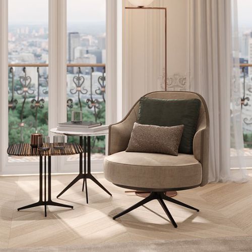Fauteuil contemporain - FLAMINGO - Praddy Unipessoal lda - en cuir / en tissu / en métal