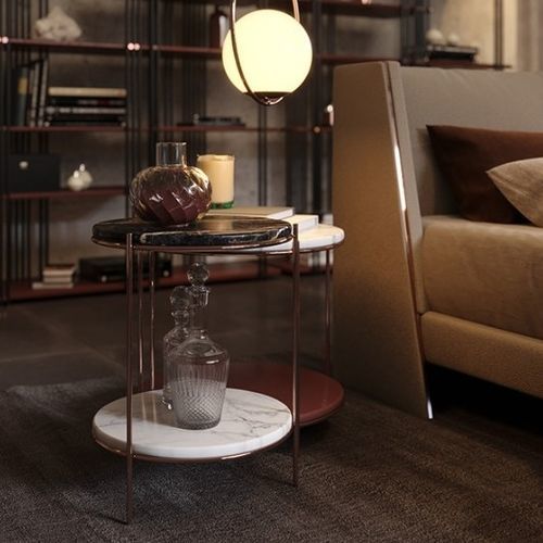 Table d'appoint contemporaine - STANLEY II - Praddy Unipessoal lda - en cuivre / en acier inoxydable / en bois laqué