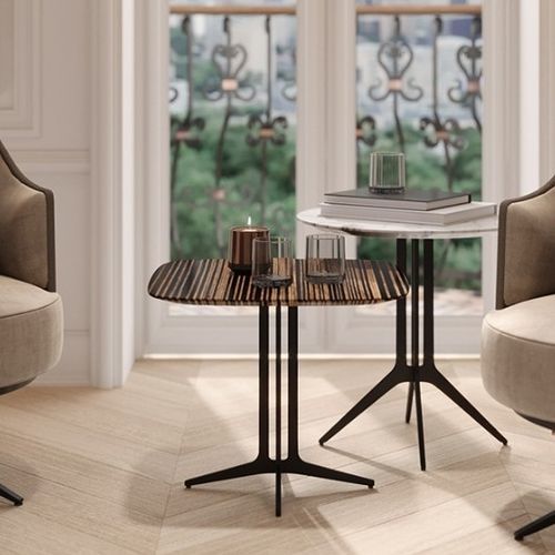 Table d'appoint contemporaine - FLAMINGO II - Praddy Unipessoal lda - en métal / avec piètement en métal / circulaire