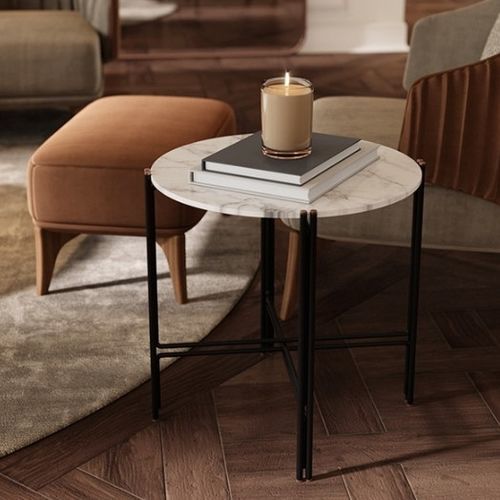 Table d'appoint contemporaine - II - Praddy Unipessoal lda - en métal / en bambou / en marbre