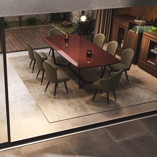 Table à manger contemporaine - ROSE - Praddy Unipessoal lda - en métal laqué / bois / avec piètement en bois