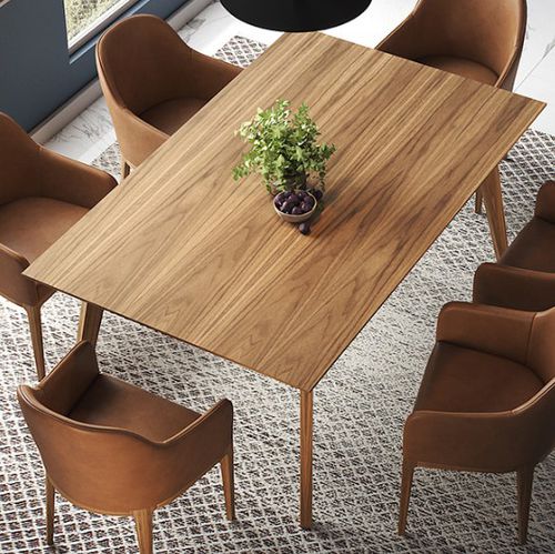Table à manger contemporaine - BLUE - Praddy Unipessoal lda - en placage de bois / avec piètement en bois / rectangulaire
