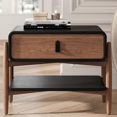 Table de chevet contemporaine - SOPRANO I - Praddy Unipessoal lda - en bois / en cuir / avec piètement en bois