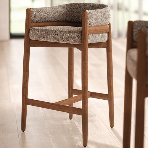 Tabouret de bar contemporain - SOPRANO - Praddy Unipessoal lda - en tissu / en velours / avec piètement en acier thermolaqué
