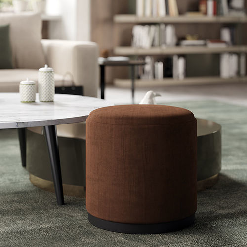 Pouf contemporain - MILLER I - Praddy Unipessoal lda - en tissu / rond / tapissé