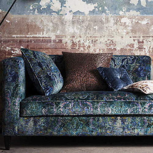 Tissu d'ameublement - HERBARIA : MAROQUE - BLACK EDITION - damas / en coton / en viscose