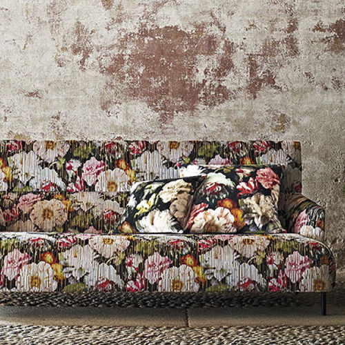 Tissu d'ameublement - KALEIDO : HERBARIA JACQUARD - BLACK EDITION - à fleurs / en polyester / en viscose