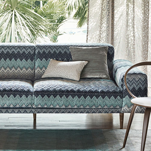 Tissu d'ameublement - ZENITH - BLACK EDITION - à rayures / en polyester / en coton