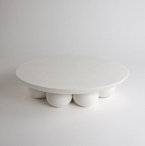 Table d'appoint contemporaine - PIEDI - ALENTES - en pierre reconstituée / avec piètement en marbre / ovale