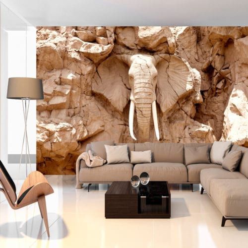 Papier peint contemporain - STONE ELEPHANT - WALL DESIGNERS - à motif animalier / à effet dimensionnel / non tissé