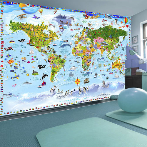 Papier peint contemporain -  WORLD - WALL DESIGNERS - carte / à effet dimensionnel / pour chambre d'enfant