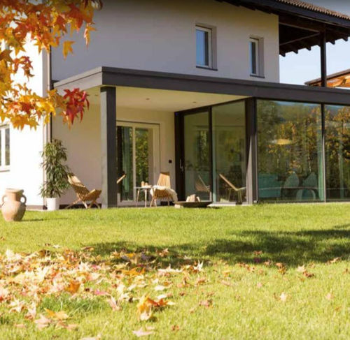 Véranda en aluminium - Cubo - Finstral - en bois / en PVC / à portes coulissantes