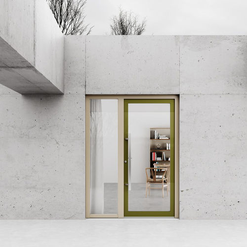 Porte d'entrée - L01 - Finstral - en bois / en aluminium / en résine