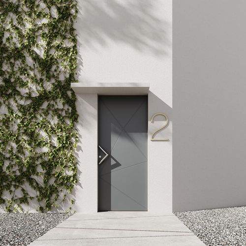 Porte d'entrée - 05 - Finstral - en bois / en aluminium / battante