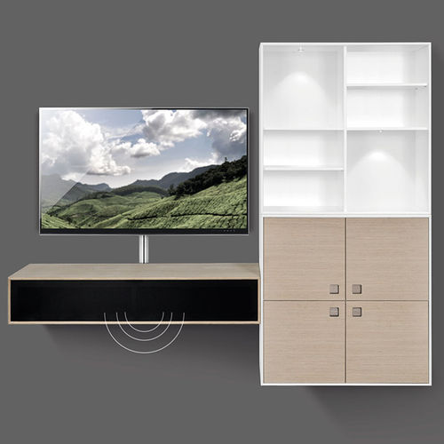 Ensemble TV mural contemporain - CHOICE - PBJ Design House - en chêne / en noyer / modulable