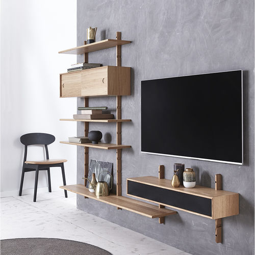 Ensemble TV mural contemporain - MOORE - PBJ Design House - en chêne / en noyer