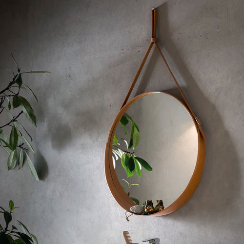 Miroir mural - CORIUM - Limac Design® - contemporain / rond / en cuir