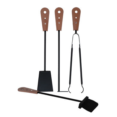 Outils de cheminée en acier - LARA - Limac Design® - en cuir