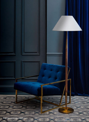 Lampe sur pied - RONNI - Heathfield and Comapny - en laiton / en lin / contemporaine