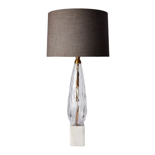 Lampe de table - HAYWOOD - Heathfield and Comapny - en laiton / en verre / en lin