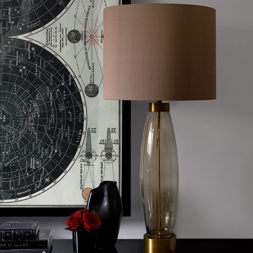 Lampe de table - ADDISON SMOKE - Heathfield and Comapny - en laiton / en verre soufflé / contemporaine
