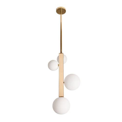 Suspension - VERMEER - Heathfield and Comapny - en laiton / en verre opalescent / contemporaine