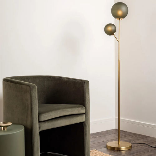 Lampe sur pied - MARNIE  - Heathfield and Comapny - en laiton / en verre dépoli / en satin