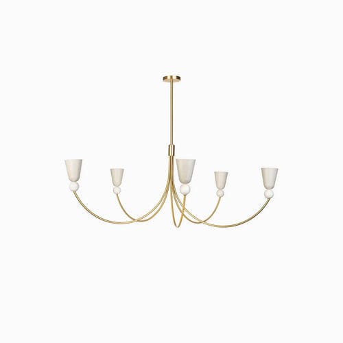 Lustre contemporain - GRAYSON  - Heathfield and Comapny - en satin / en marbre / 5 ampoules
