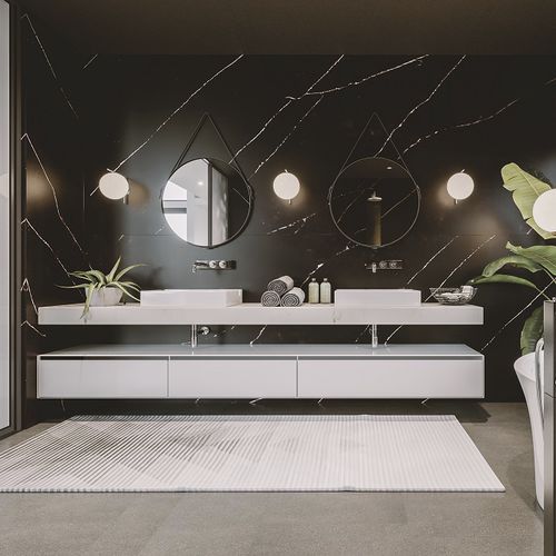 Carrelage en pierre reconstituée - SERENITY POETIC BLACK - Technistone a.s. - mat / de salle de bain / mural