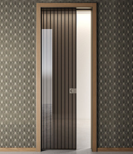 Porte d'intérieur - RI-TRAIT 8B - ALBED - en aluminium / avec verre de sécurité / à galandage