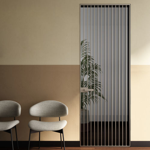 Porte affleurante - RI-TRAIT 8B - ALBED - d'intérieur / en aluminium / avec verre de sécurité