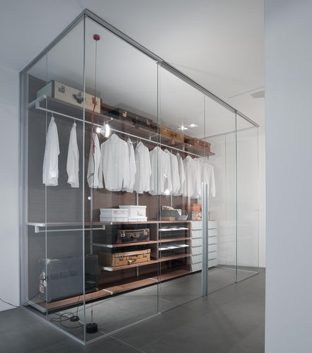 Porte de dressing d'intérieur - DOT - ALBED - en aluminium anodisé / en verre / coulissante