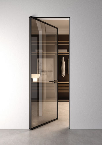 Porte d'intérieur - PRIMA  - ALBED - en aluminium / avec verre de sécurité / pivotante à axe excentré