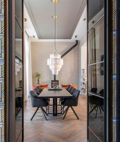 Porte d'intérieur - QUADRA - ALBED - en aluminium / avec verre de sécurité / coulissante