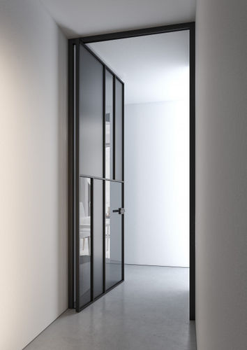 Porte d'intérieur - CÉLINE - ALBED - en aluminium / en verre / coulissante