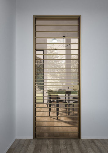 Porte d'intérieur - RI-TRAIT 8B - ALBED - en aluminium / avec verre de sécurité / coulissante