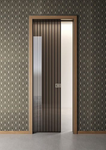Porte d'intérieur - RI-TRAIT 8B - ALBED - en bois / en aluminium / en verre