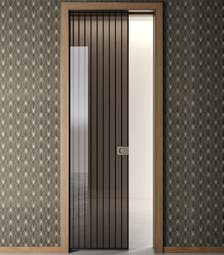 Porte d'intérieur - RI-TRAIT 8B - ALBED - en aluminium / en verre / à galandage