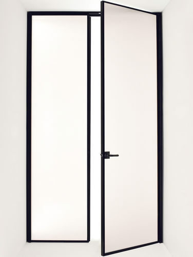Porte d'intérieur - PRIMA - ALBED - en aluminium anodisé / avec verre de sécurité / battante