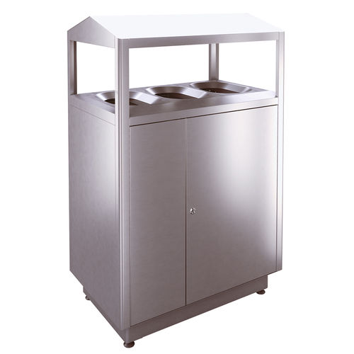 Poubelle en acier inoxydable - S300D - AUWEKO GmbH - en acier inoxydable brossé / d'extérieur / de tri sélectif