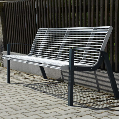 Banc public contemporain - BABIA - GreenBlue Urban Ltd - en métal / avec dossier