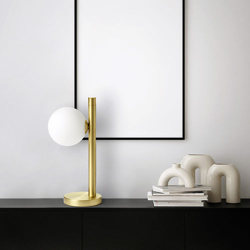 Lampe de table - POMÌ - Miloox - en laiton brossé / en verre soufflé / contemporaine