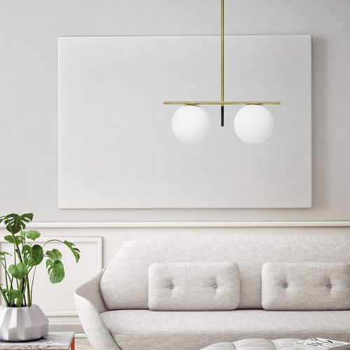 Plafonnier contemporain - JUGEN - Miloox - sphérique / en laiton brossé / en verre soufflé
