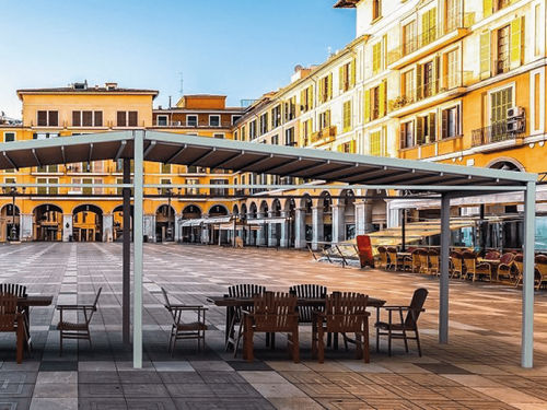 Pergola autoportée - DAKHLA PILARES DOBLE - Sahara Pergolas - en aluminium / couverture en toile / sur mesure