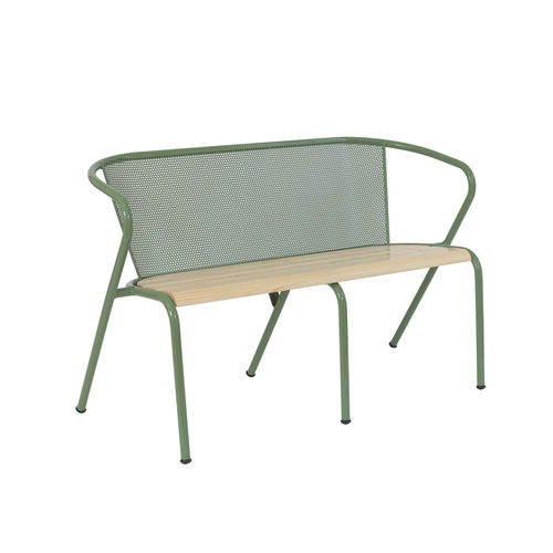 Banc de jardin contemporain - ARCALO - en bois / en métal / avec dossier