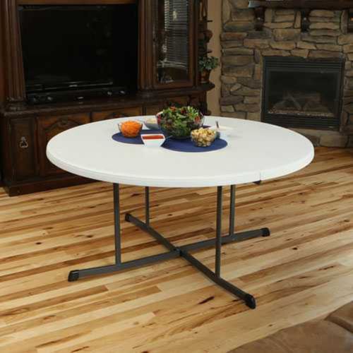 Table contemporaine - 5402G - Lifetime - en polyéthylène haute densité PEHD / avec piètement en acier thermolaqué / ronde